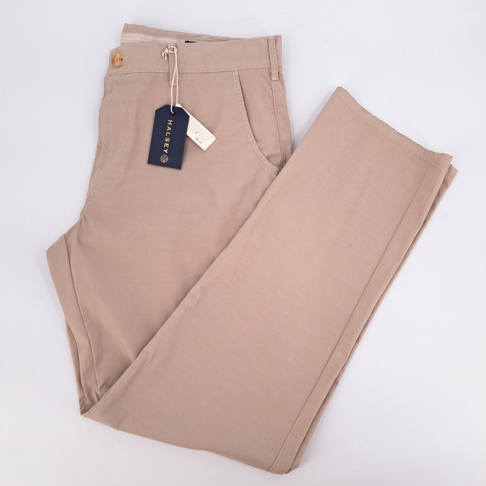 Halsey 44 Chino Pants Mens 38x34 Cotton Blend Khaki Solid Stonewashed Flat Front